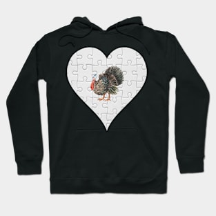 Jigsaw  Turkey Heart Design - Farm Animals Turkey Hoodie